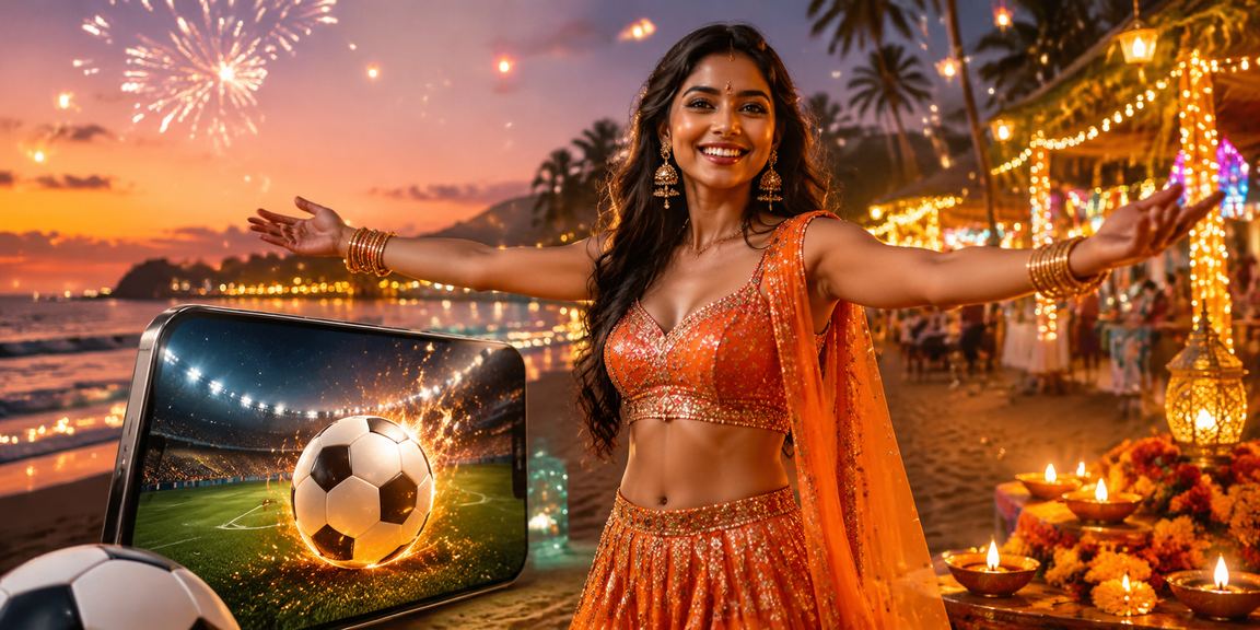 Football fans cheering on the beach in India